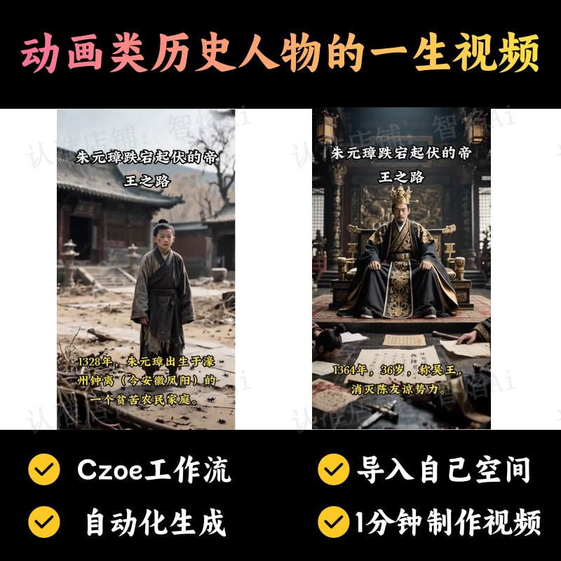 【进阶动画赛道】动画类历史人物的一生视频丨扣子工作流智能体搭建coze工作流_智焰创AI