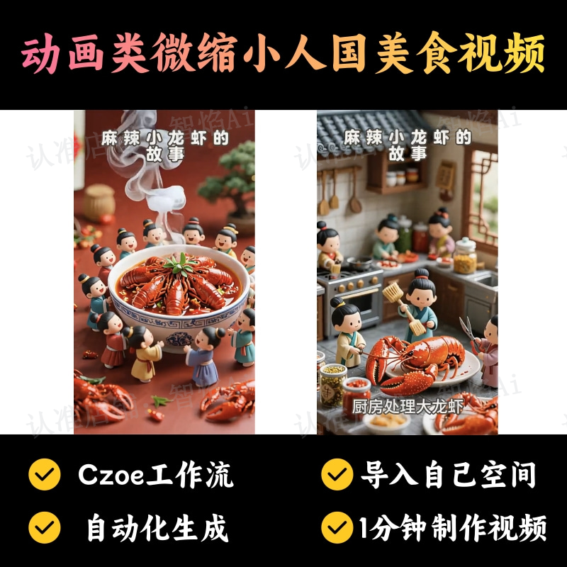 【进阶动画赛道】动画类微缩小人国美食视频丨扣子工作流智能体搭建coze工作流_智焰创AI