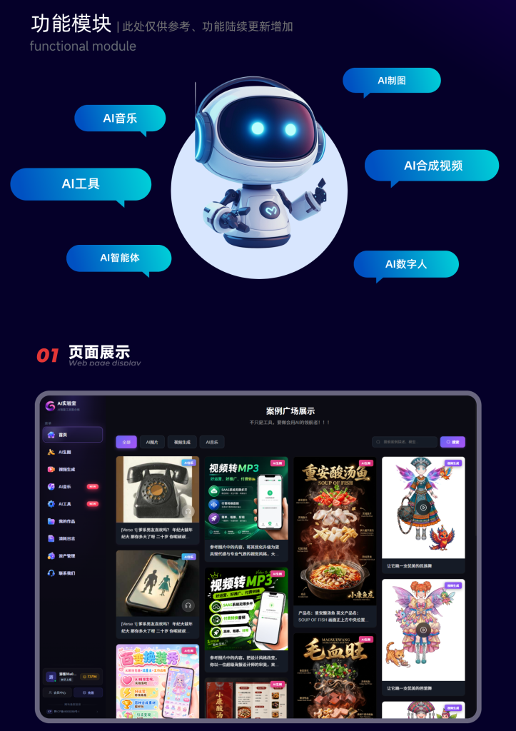 图片[2]_AI基地聚合工具/支持PC端/小程序端/内置接口一键调用/界面精美/功能强大_智焰创_小程序搭建部署_扣子(Coze)工作流代码库_自学课程网_智焰AIGC